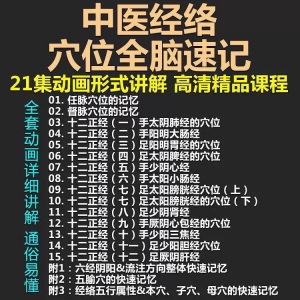 中医经络穴位全脑速记视频教学快速记忆动画形象加深记忆课程教程-资料虚拟库