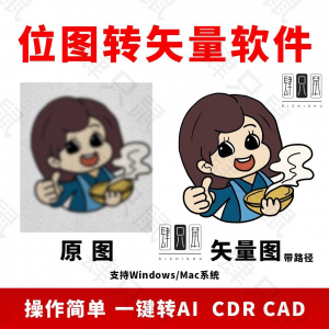 图片位图转矢量ai/cdr/cad软件logo自动抠图高清线条路径雕刻制作-资料虚拟库