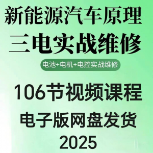 2025年汽车新能源汽车三电实战维修汽修视频课程106节网盘素材-资料虚拟库