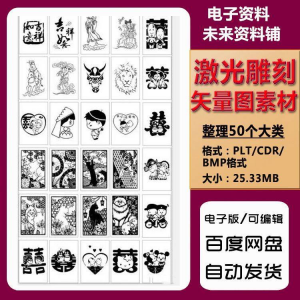 激光雕刻打刻机素材大全刻字图案模板集合plt格式CDR矢量设计文件-资料虚拟库