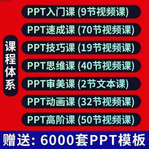PPT视频教程幻灯制作动画演示文稿Office办公软件入门到高阶课程-资料虚拟库