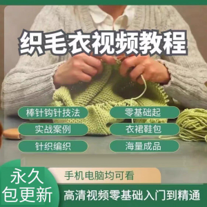 织毛衣教程视频零基础教学传统手工棒针钩针毛线编织婴儿针织围巾-资料虚拟库