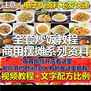 花式炒饭视频教程 泡菜蛋炒饭海鲜盖饭制作 特色小吃配方技术课程-资料虚拟库