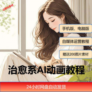 治愈系AI插画动画视频制作教程课程素材自媒体运营小白学习必备-资料虚拟库