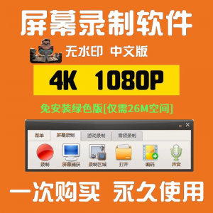 电脑高清1080P录屏录制软件屏幕视频声音录像工具4K无水印mp4格式-资料虚拟库