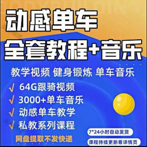 花式动感单车视频教程基础本动作教学骑行音乐有氧操燃脂操塑形课-资料虚拟库