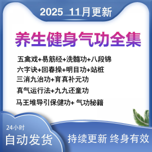 2025健身气功八段锦视频教程五禽戏六字诀易筋经养生功法教学站桩-资料虚拟库