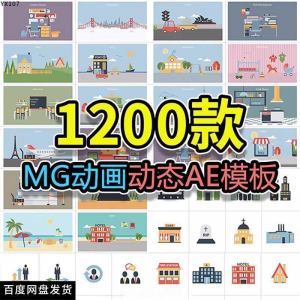 MG动画AE模板源文件脚本卡通动态视频制作扁平化场景动画包素材-资料虚拟库