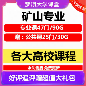 大学矿山专业视频教程矿山机械边坡工程 采矿72门自学课程赠PPT-资料虚拟库