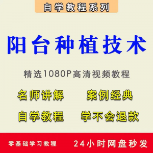 自学阳台种植蔬菜水果盆栽绿植盆景视频教程阳台科学种植技术课程-资料虚拟库