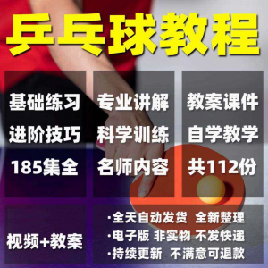 乒乓球教程少儿成人直拍横拍训练方法技巧自学教学教案视频课程-资料虚拟库