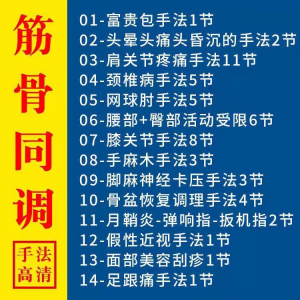 筋骨同调祛痛术活动受限手法富贵颈椎颈肩肘腰膝关节疼痛手法素材-资料虚拟库
